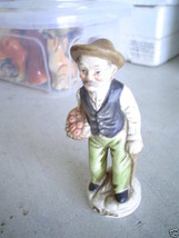 ODD Vintage Bisque Elderly Man with Fruit Figurine 4.5&quot; - £12.39 GBP