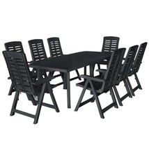 9 Piece Outdoor Dining Set Plastic Anthracite - £420.52 GBP