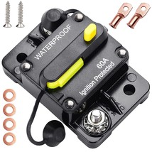 12V-48V 60A Car Audio Inline Circuit Breaker Fuse Holder With Manual Reset, Auto - £25.53 GBP