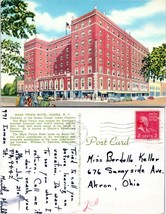 New York Elmira Mark Twain Hotel Posted to Akron OH in 1952 VTG Postcard - £7.51 GBP