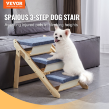 Wood Pet Stairs Foldable 3-Step Dog Stair Ramp for Bed, Sofa, Car, Up to 150 lbs - £70.59 GBP