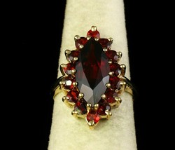 Exclusive Women&#39;s 2.39CT Marquise Simulated Red Garnet 14K Yellow Gold Over Ring - £70.33 GBP