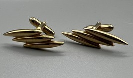 Anson Vtg Gold Tone Cuff Links Abstract Lightning Bolt Fun Sophisticated... - $10.99