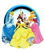 7X7.5" Large Cinderella Belle Aurora glitter IRON On Heat TRANSFER Disney Castle - $12.34