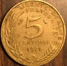 1971 France 5 Centimes Coin - £1.03 GBP