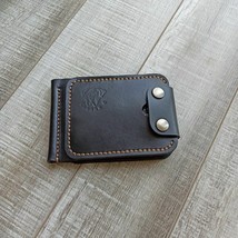 Leather Men Money Clip Handmade Button Closure Vintage Purse Credit Card... - $42.82+