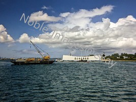 1970 USS Arizona Memorial Navy Barge Crane Harbor Hawaii Kodachrome 35mm Slide - £4.20 GBP