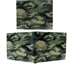 Green Woodland Camouflage Military Leather Bi-Fold Bifold Wallet - £7.50 GBP