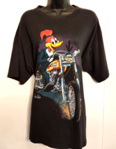 Woody Woodpecker Motorcycle T Shirt XL Black Cotton VTG Auto Toons Walte... - $59.34