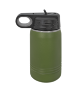 Olive Grn. 12oz Dbl. Wall Insulated Stainless Steel Sport Bottle  Flip T... - £13.98 GBP