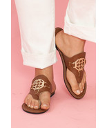 Chestnut Metal Decor Leather Thong Slippers - €12,74 EUR