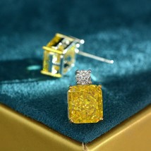 emerald cut Simulate Aquamarine Tourmaline pariba citrine moissanite Earrings wi - £71.53 GBP