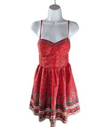 Band of Gypsies Red Floral Bodice Cup Spaghetti Mini Dress sz XS  - $13.76 CAD