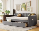 Twin Size Metal Frame Daybed With Trundle And Heavy Duty Steel Slat Supp... - £663.11 GBP