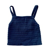 Marine Layer Smocked Crop Top Size Small Charcoal Gray Cotton Stretch La... - $313.71 MXN