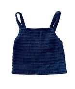 Marine Layer Smocked Crop Top Size Small Charcoal Gray Cotton Stretch La... - $315.21 MXN