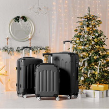Hardside Lightweight Spinner Black 3 Piece Luggage Set with TSA Lock - $1,774.60 MXN