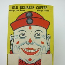 Old Reliable Coffee Mechanical Trade Card Smiling Clown Antique RARE - £47.18 GBP