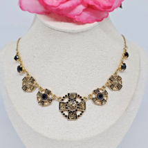 Pilgrim Danish Design Maltese Cross Black Rhinestone Necklace Gold Tone Choker - £23.88 GBP