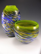 Optic vase and bowl rosetree art glass thumb200