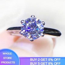 With Certificate 2 Carat Moissanite Engagement Rings for Women Original 925 Ster - £37.44 GBP