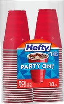 Party On Disposable Plastic Cups Red 18 Ounce 50 Count - £11.09 GBP