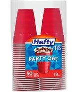 Party On Disposable Plastic Cups Red 18 Ounce 50 Count - £10.93 GBP