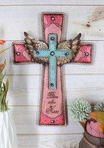 Rustic Western Cowgirl Pink And Turquoise Angel Wings Bless This Home Wa... - £20.43 GBP
