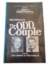 Vintage Playbill PARAMOUNT Theatre Seattle 1988 Il Odd Couple Tim Conway Tom - £13.52 GBP