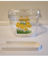 Vintage 80s Yellow Flower Acrylic Icebucket Chameleon  - $17.30