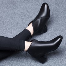 Autumn and Winter New Fashion Black Short Boots Women&#39;s Square Toe Thick Heels H - £27.12 GBP