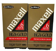 Sealed Maxell HGX-Gold Premium High Grade VHS T-120 Lot of 2 Video Tapes - £14.93 GBP