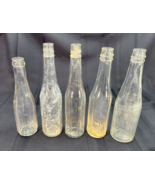 Lot of 5 Vintage  8, 10, 12-sided Octagonal Clear Glass Bottles Ketchup ... - $16.82