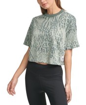 Calvin Klein Womens Performance Cropped Animal-Print T-Shirt,Sagebrush,X-Large - £21.65 GBP