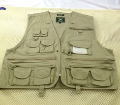 Crystal River XL Khaki Cotton Fishing Vest With Pockets &amp; D-Rings Machin... - $19.00