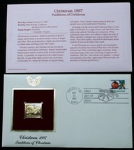 22¢ CHRISTMAS 1987 TRADITIONS 22K Gold Stamp USPS 1ST Day of Issue 1987 - £8.90 GBP