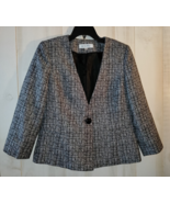 EXCELLENT WOMENS KASPER BLACK &amp; WHITE ABSTRACT PLAID LINED BLAZER JACKET... - $26.95