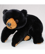 Aurora Black Bear Plush Laying Stuffed Animal Brown Nose And Paws Very Good - $198.43 MXN