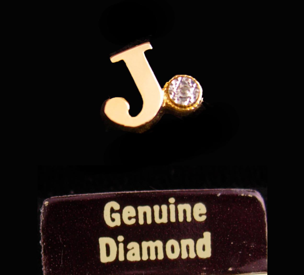 Genuine diamond tie tack - Pierre Cardin - Initial J - personalized letter J - v - $125.00