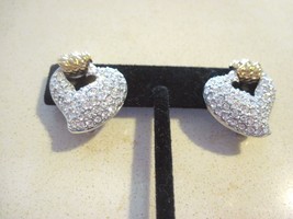 Vintage Swarovski Signed Heart CLIP-ON Earrings Mint Condition 564 - £19.39 GBP