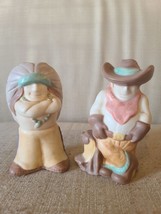 Rare Vintage 1980s TREASURE CRAFT Cowboy And Indian Chief Salt And Pepper Shaker - $6.16