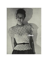 1940s Lacy Cap Sleeve Tunic Top - Crochet Pattern (PDF 2375) - £2.98 GBP