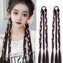 Braids Synthetic Long Hair Extension | Black Pink Party Hair Wigs hair Tie - £23.18 GBP