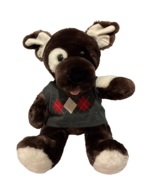 Build A Bear Plush Fudge Puppy Dark Brown White Paws Diamond Vest Soft 1... - £6.94 GBP