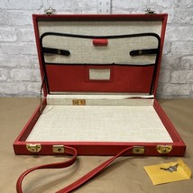 VTG 1940s MCM RICO Chicago Cowhide Leather Portfolio Briefcase RED Rare Women’s - £86.96 GBP