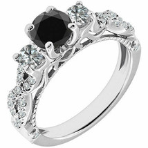 1.75ct Black AAA Enhanced Diamond Promise Engagement Bridal Ring Set 14K... - $1,300.81