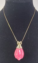 Vintage signed Sarah Cov art deco lucite flower inspired Necklace gold t... - $218.62 MXN