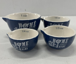 Home Sweet Home Ceramic Measuring Cups. Blue And Cream. - £9.21 GBP