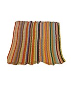 Vtg Hand Crafted Multi Color Striped Fringe Crochet Afghan Throw Blanket... - £19.83 GBP