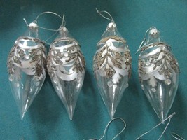 ORNAMENTS SILVER HAND PAINTED DECOR STONES laced relief PICK A SET - £35.76 GBP+